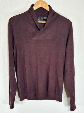 A/X Armani Exchange Men's Shawl Collar Sweater - Burgundy